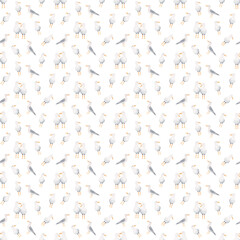 Fototapeta na wymiar Simple seamless seagulls pattern on the white background