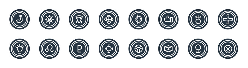 zodiac filled icons. glyph vector icons such as gods protection, projection, wax, knowledge, antimony, devotion, wisdom, authority sign isolated on white background.