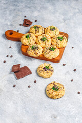 Homemade tasty chocolate chip cookies.