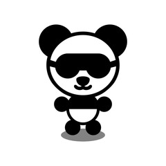 Simple Mascot Vector Logo Design of Panda wearing glasses