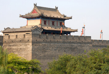 City Wall, Xian, Shaanxi Province, China. The City Wall of Xian is one of the largest and best...