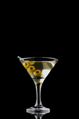 Martini vermouth drink isolated on black background