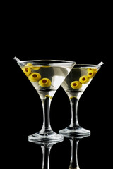 Martini vermouth drink isolated on black background