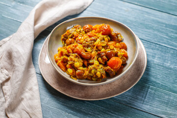 A traditional meal of Azerbaijan Qara for plov.