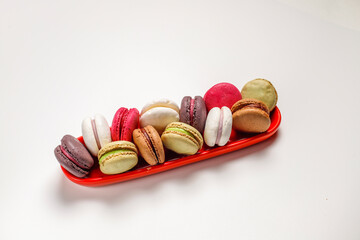 Various delicious french dessert macaroons.