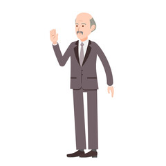 Elderly man in a suit. A bald and gray-haired man. A vector image of a person for animation. Editable strokes. All details on separate layers with names
