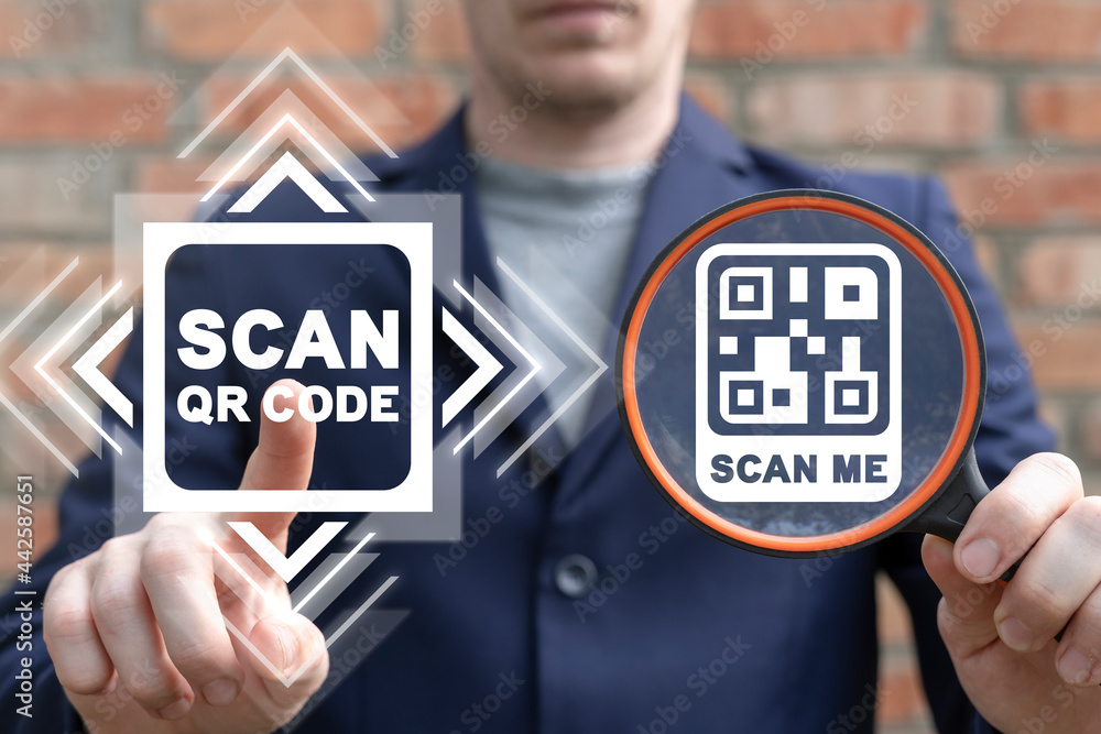 Poster concept of scan qr code. qrcode scanning mobile phone app marketing technology. scan me. barcode sma