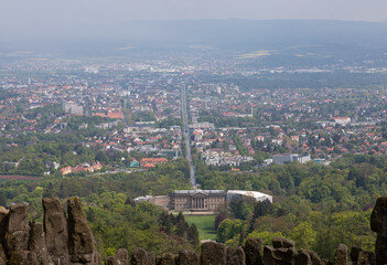 Overview of kassel city surrounded by a greenbelt of trees