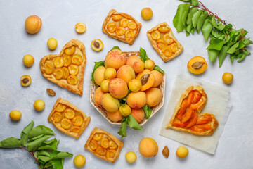 Delicious homemade galette with ripe apricots.