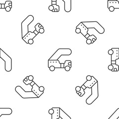 Grey line Passenger ladder for plane boarding icon isolated seamless pattern on white background. Airport stair travel. Vector