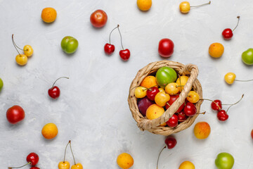 Naklejka na ściany i meble Fresh summer fruits and berries.