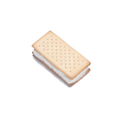 Ice cream sandwich isolated on white background with copyspace.