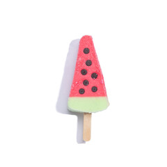 Watermelon Ice cream isolated on white background with copyspace.