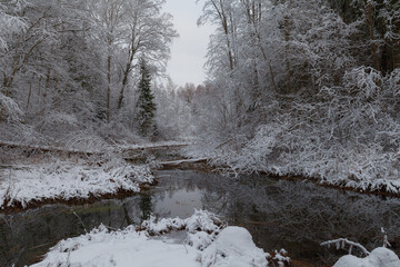 Saula blue springs (siniallikad in Estonian) at snow winter