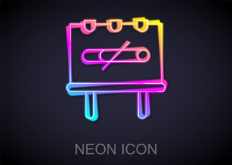Glowing neon line No smoking icon isolated on black background. Cigarette smoking prohibited sign. Vector