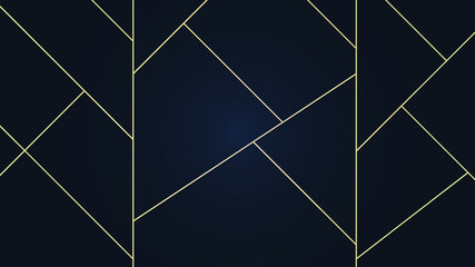 Low poly abstract black and gold line background. minimal shiny luxury background