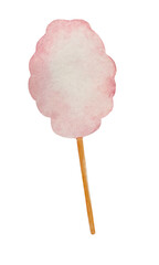 Watercolor cotton candy on the white background