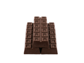 Dark chocolate bars isolated on white