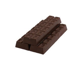 Dark chocolate bars isolated on white