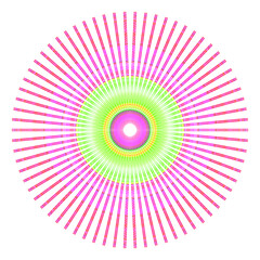 Creative multicolored dotted round symbol. Abstract symmetrical logo. Mosaic colors beautiful pattern. Circle lines modern pixel floral art icon. Colored pattern ornament wheel decorative illustration