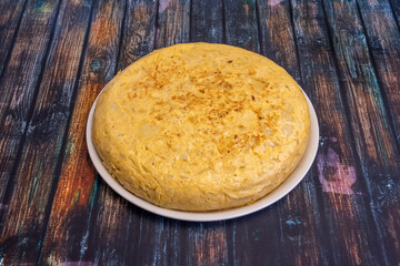 Huge Spanish omelette made with twenty chicken eggs
