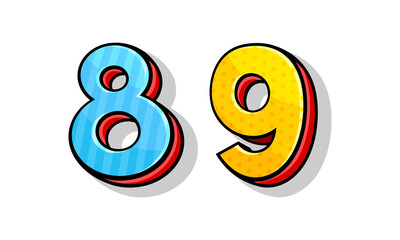 Colorful Number with Volume Shape Isolated on White Background Vector Set