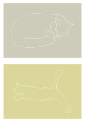 Hand drown silhouette cats set