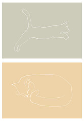 Hand drown silhouette cats set