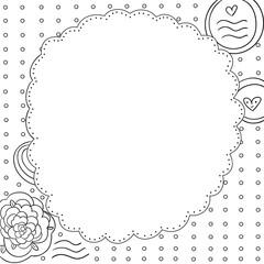 contoured retro background with stamp frame and flowers for greetings and invitations. vector image