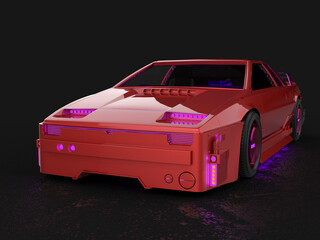 Fototapeta na wymiar cyberpunk car on dark background