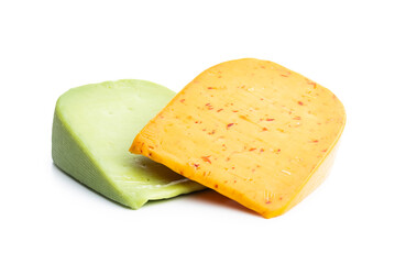 Block of hard cheese with chili and wasabi flavor.