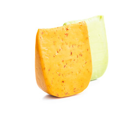 Block of hard cheese with chili and wasabi flavor.