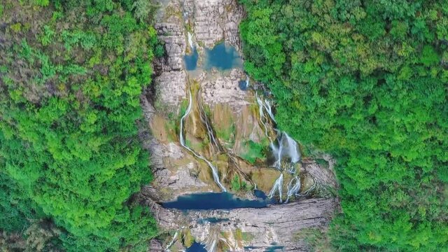 Waterfall in Canaima National Park Bolivar, Venezuela. (aerial view)