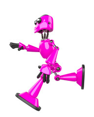 nice robot is running side view