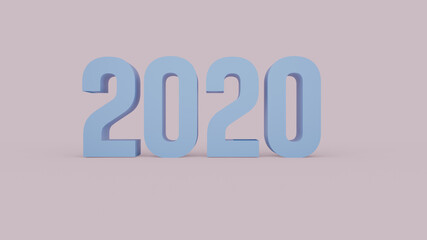 2020 blue bold letters  on pink 3d-illustration