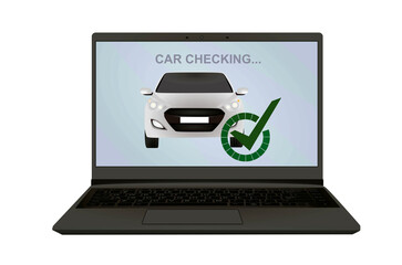 Computer car checking. vector illustration
