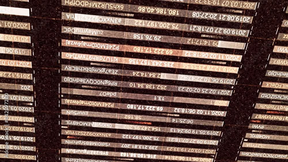 Aufkleber computer security concept, changing code and password text in a vertical table. animation. running l