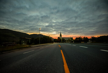 sunrise  over the road
