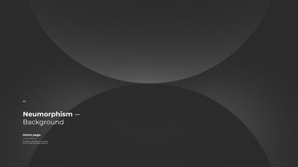 Abstract Background, Homepage, Landing page, Wallpaper Designs. Monochrome dark illustration. 3d geometric shapes. Decorative neumorphism backdrop.