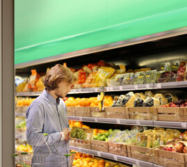 Man buying fruits and vegetables  at the market