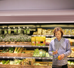 Man buying fruits and vegetables  at the market
