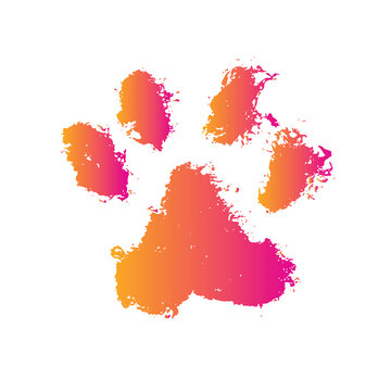 Ink Dog's Paw, Cat`s Paw, grunge style, Vector.	
