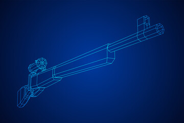 Sniper bolt-action rifle mosin nagant. Wireframe low poly mesh vector illustration.