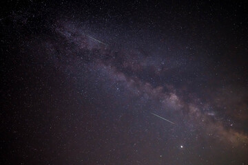 Amazing night sky shooting stars