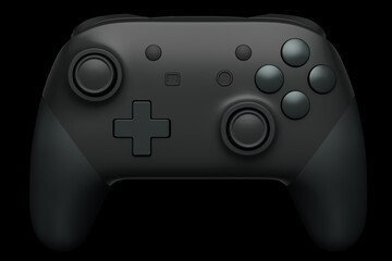 Realistic black joystick for video game controller on black background