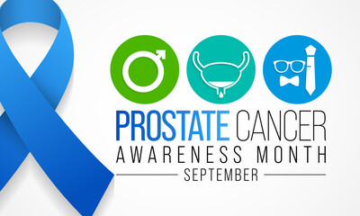 Prostate Cancer awareness month is observed every year during September, it is marked by an uncontrolled (malignant) growth of cells in the prostate gland. Vector illustration - obrazy, fototapety, plakaty