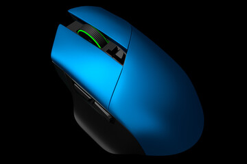 Modern wireless gaming computer mouse isolated on black background