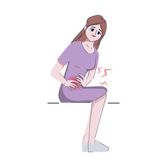 Fototapeta premium Woman is stomach and have period.
