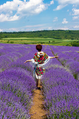 a woman in a lavender field