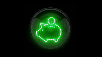 Piggy bank. Pig. Nixie tube indicator. Gas discharge indicators and lamps. 3D. 3D Rendering